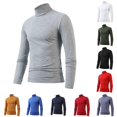 thumbnail image 1 of XIAONU Mens Solid Turtleneck Tee High Neck Slim Fit Long Sleeve Base Layer Tees, 1 of 5