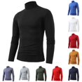 thumbnail image 1 of XIAONU Mens Solid Turtleneck Tee High Neck Slim Fit Long Sleeve Base Layer Tees, 1 of 5