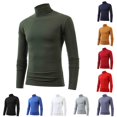 thumbnail image 1 of XIAONU Mens Solid Turtleneck Tee High Neck Slim Fit Long Sleeve Base Layer Tees, 1 of 5