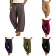 thumbnail image 1 of XIAONU Mens Solid Wide Leg Pants Drawstring Waist Relaxed Fit Casual Pants, 1 of 4