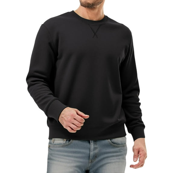 XIAONU Mens Sweatshirts Slim Fit Long Sleeve Crewneck Pullover Sweatshirt Solid Color Basic Casual Top For Daily Wear