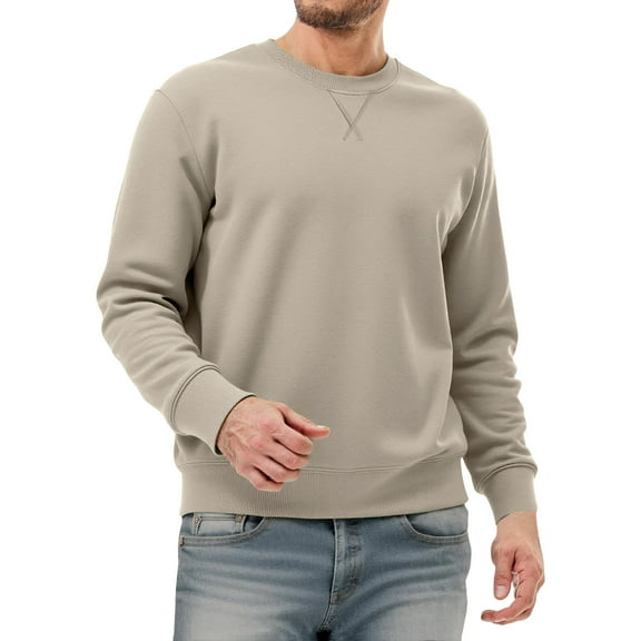 XIAONU Mens Sweatshirts Slim Fit Long Sleeve Crewneck Pullover Sweatshirt Solid Color Basic Casual Top For Daily Wear