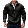 thumbnail image 1 of XIAONU Mens Sweatshirts Zipper Front Color Blocked Sleeveless Hoodless Jacket Long Sleeved Slim Fit Polo Collar Trendy Hoodless Sweatshirt, 1 of 4