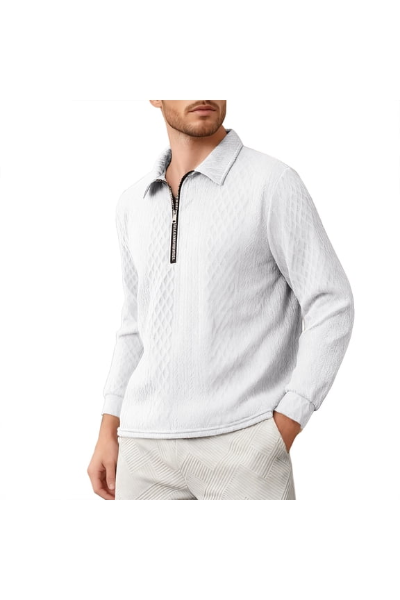 Mens Swetshirts Loose Fit Long Sleeve Half Zipper Sport Polo Shirt Simple Solid Color Oversized Pullover Tops Streetwear White XXXL