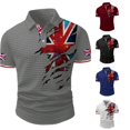 thumbnail image 1 of XIAONU Mens Union Jack Print Polo Turn Down Collar Short Sleeve Golf Tops, 1 of 3