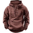 thumbnail image 1 of XIAONU Mens Vintage Lace Up Hoodies Raglan Sleeve Pullover Warm Rugged Outdoor Sweatshirt, 1 of 2