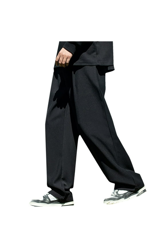 Mens Wide Leg Suit Pants Relaxed Fit Drape Trousers For Casual Streetwear
