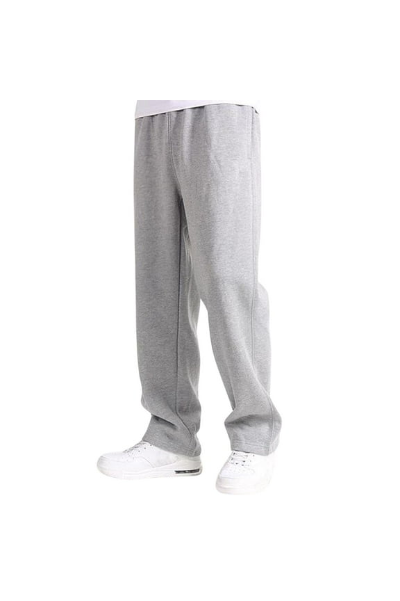 Mens Work Pants Elastic Waist Loose Straight Pants Soft Stretchy Breathable Casual Pants With Pockets