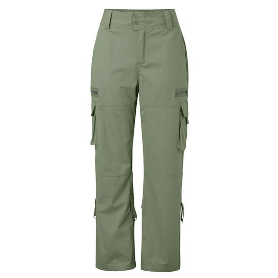 XIAONU Multi Pocket Cargo Pants For Women High Rise Full Length Pants Functional Rugged Adventure Pants