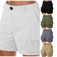 thumbnail image 1 of XIAONU Multi Pocket Cargo Shorts For Women Button Waist Outdoor Daily Casual Bottoms, 1 of 3