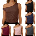 thumbnail image 1 of XIAONU Off Shoulder Top for Women Sleeveless Ruched Slim Fit Party Shirts, 1 of 5