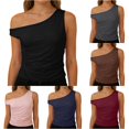thumbnail image 1 of XIAONU Off Shoulder Top for Women Sleeveless Ruched Slim Fit Party Shirts, 1 of 5