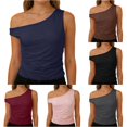 thumbnail image 1 of XIAONU Off Shoulder Top for Women Sleeveless Ruched Slim Fit Party Shirts, 1 of 5