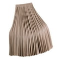 thumbnail image 1 of XIAONU Office Pleated Skirt For Women Leather Flowy Slimming Long Skirt Casual Daily Wear Work Skirts, 1 of 6