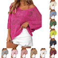 thumbnail image 1 of XIAONU Open Knit Hollow Out Sweater For Women Off Shoulder Drop Shoulder Beach Daily Blouses, 1 of 5