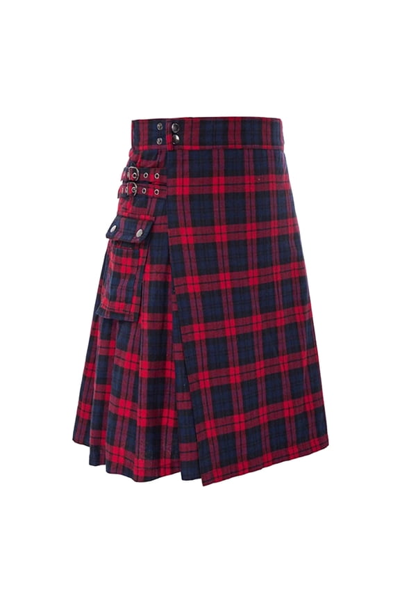 Plaid Kilts for Men Pocket-Equipped High-Rise Urban Daily Street Pleated Skirts