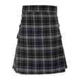 thumbnail image 1 of XIAONU Plaid Skirts For Mens Cotton Baggy A-Line Pleated Skorts Button Waist Short Skirts With Pocket, 1 of 9