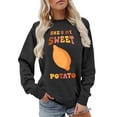 thumbnail image 1 of XIAONU Playful Women Solid Graphic Sweatshirt Retro Food Pun Print Pullover Top Cozy Gathering Wear Sweatshirts Black, 1 of 4