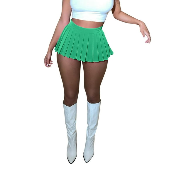 XIAONU Pleated Mini Skirt For Women Velvet Flared A-Line Skirts Soft Y2K Streetwear Casual Skirts