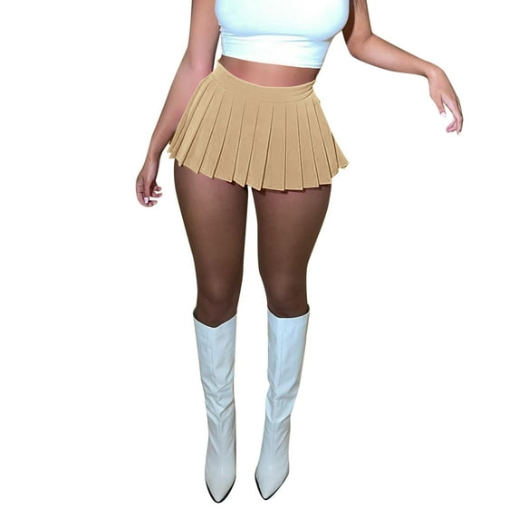 XIAONU Pleated Mini Skirt For Women Velvet Flared A-Line Skirts Soft Y2K Streetwear Casual Skirts