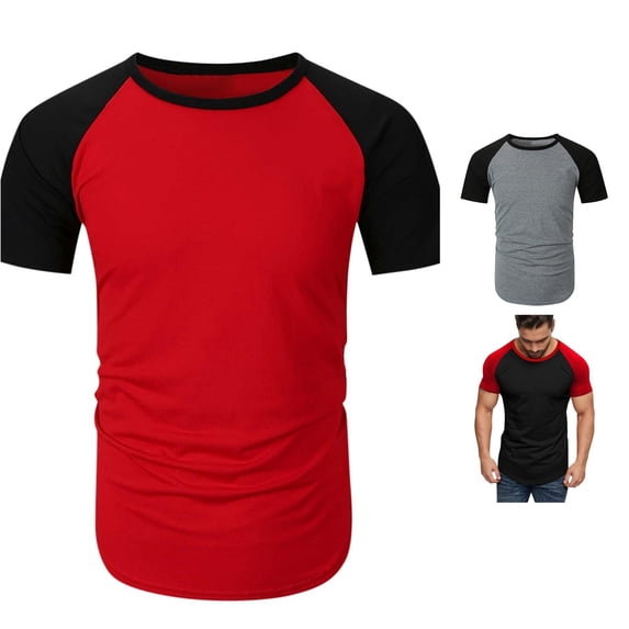 XIAONU Raglan Short Sleeve T-Shirt for Men Crew Neck Everyday Casual Tees Tops