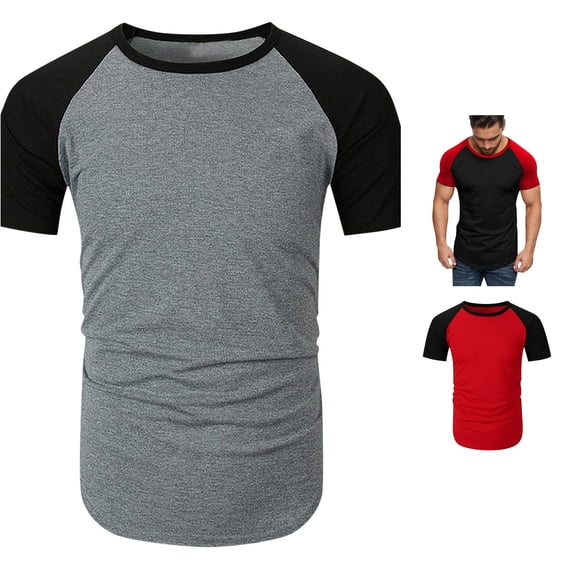XIAONU Raglan Short Sleeve T-Shirt for Men Crew Neck Everyday Casual Tees Tops