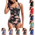 thumbnail image 1 of XIAONU Ruched Torso One Piece Swimsuit for Women Solid Summer Beach Swim Bodysuit, 1 of 4
