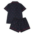 thumbnail image 1 of XIAONU Satin Pajama Set for Women Cherry Print Short-Sleeve Shorts Sleepwear Cozy Casual Home Wear Set, 1 of 9