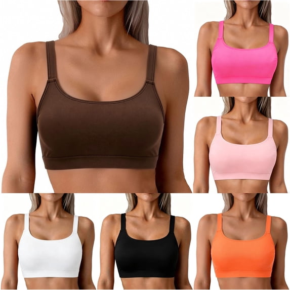 XIAONU Scoop Neck Sports Bra for Women Soft Support Daily Workout Active Crop Top