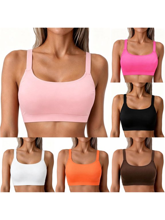 Scoop Neck Sports Bra for Women Soft Support Daily Workout Active Crop Top