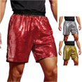 thumbnail image 1 of XIAONU Sequin Grid Shorts for Men Elastic Waist Side Pockets Casual Shorts, 1 of 4