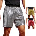 thumbnail image 1 of XIAONU Sequin Grid Shorts for Men Elastic Waist Side Pockets Casual Shorts, 1 of 4
