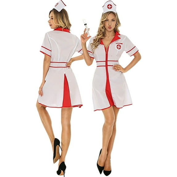XIAONU Sexy Nurse Costume For Women Carnival Costume Angel Outfit Stage Performance Elegant Party Dress Up Attire