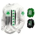 thumbnail image 1 of XIAONU Shamrock Flag Print Crew Neck Pullover T-Shirt for Men Long Sleeve Regular Fit St Patricks Day Casual Top, 1 of 4