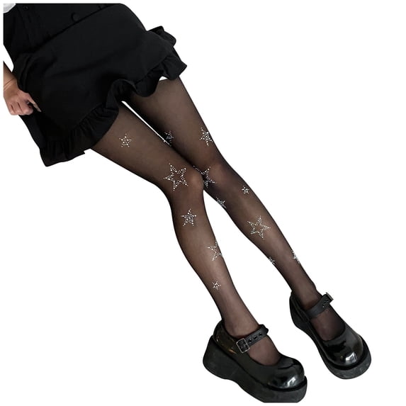 XIAONU Sheer Lightweight Rhinestone Star Print Tights for Women
