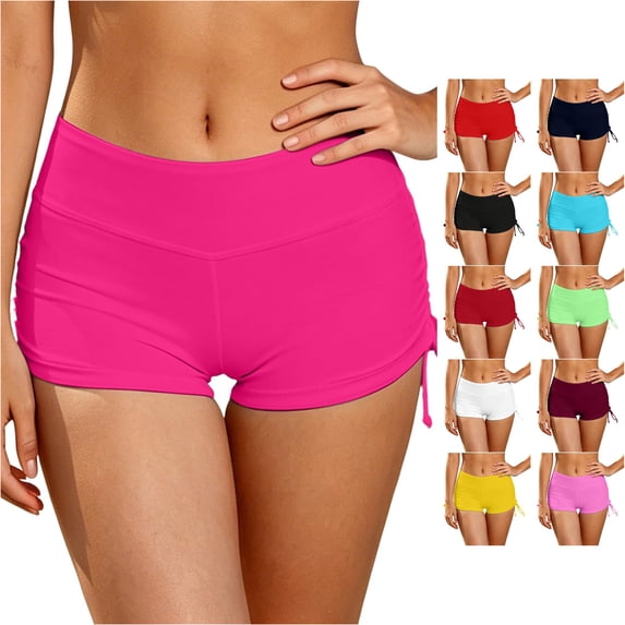 XIAONU Side-Tie High-Waist Swim Short for Women Stretchy Summer Lake Swim Brief