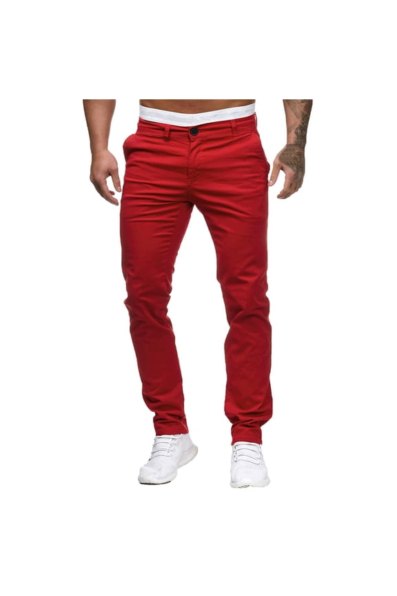 Slim Fit Chino Pants for Men Polished Smart Casual Everyday Straight Leg Trousers