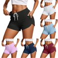 thumbnail image 1 of XIAONU Solid Athletic Shorts for Women Drawstring Waist Stretch Side Pockets Shorts, 1 of 5
