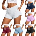 thumbnail image 1 of XIAONU Solid Athletic Shorts for Women Drawstring Waist Stretch Side Pockets Shorts, 1 of 5