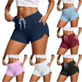 thumbnail image 1 of XIAONU Solid Athletic Shorts for Women Drawstring Waist Stretch Side Pockets Shorts, 1 of 5