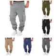 thumbnail image 1 of XIAONU Solid Cargo Jogger Pants for Men Drawstring Waist Multi Pockets Pants, 1 of 9