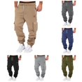 thumbnail image 1 of XIAONU Solid Cargo Jogger Pants for Men Drawstring Waist Multi Pockets Pants, 1 of 8