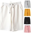 thumbnail image 1 of XIAONU Solid Casual Shorts for Men Elastic Drawstring Waist Side Pockets Bottoms, 1 of 4