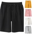 thumbnail image 1 of XIAONU Solid Casual Shorts for Men Elastic Drawstring Waist Side Pockets Bottoms, 1 of 5