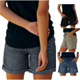thumbnail image 1 of XIAONU Solid Denim Shorts for Women Drawstring Waist Daily Wear Shorts, 1 of 7