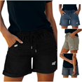 thumbnail image 1 of XIAONU Solid Denim Shorts for Women Drawstring Waist Daily Wear Shorts, 1 of 7