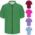 thumbnail image 1 of XIAONU Solid Print Shirt for Men Short Sleeve Zip Front Outdoor Tops, 1 of 6