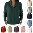 thumbnail image 1 of XIAONU Solid Shawl Collar Ribbed Knit Sweater For Women Loose Long Sleeve Daily Pullover Shirts, 1 of 5