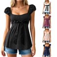 thumbnail image 1 of XIAONU Square Neck Puff Sleeve Peplum Top For Women Self Tie Empire Waist Soft Daily Blouse, 1 of 4