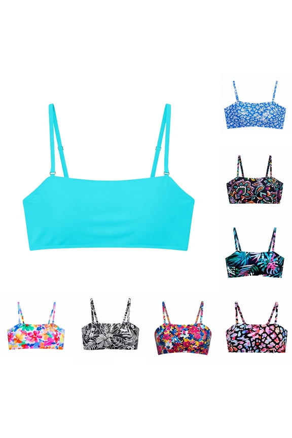 Square Neck Swim Bra for Women Tropical Summer Pool Bikini Bustiers